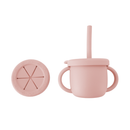 Set vaso entrenador y snack Rosa de silicón