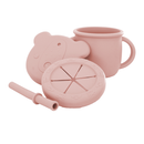 Set vaso entrenador y snack Rosa de silicón