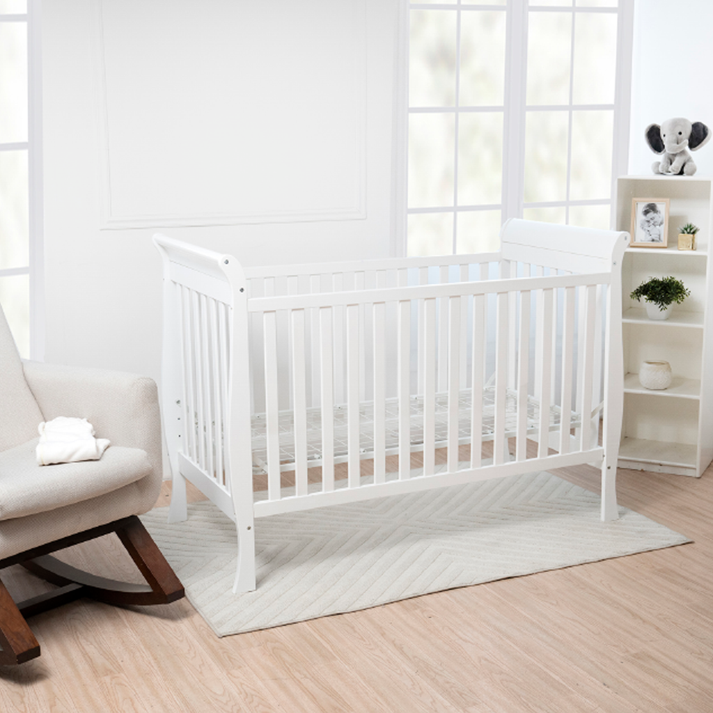 Cuna para bebé 3 posiciones de madera blanca