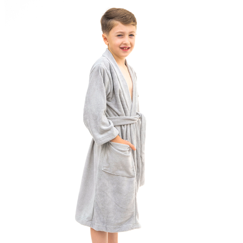 Bata de baño microfibra infantil Gris