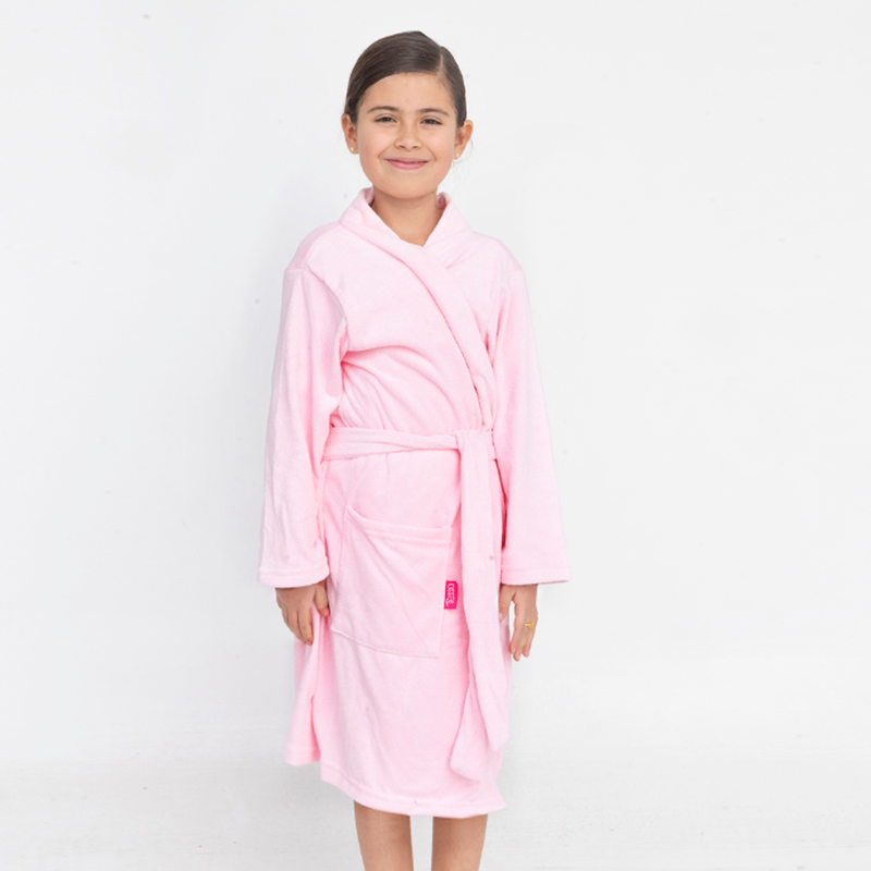 Bata de baño microfibra infantil Rosa claro