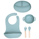 Set alimentación Azul plato, bowl, babero y cuchara