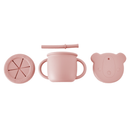 Set vaso entrenador y snack Rosa de silicón