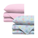 Set 2 sábana cajón cuna Buhitos y rosa