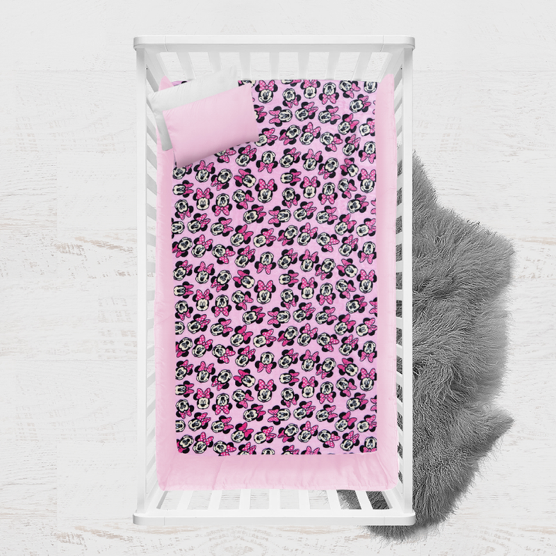Cobertor cuna doble vista microfibra Alaska Pink Minnie