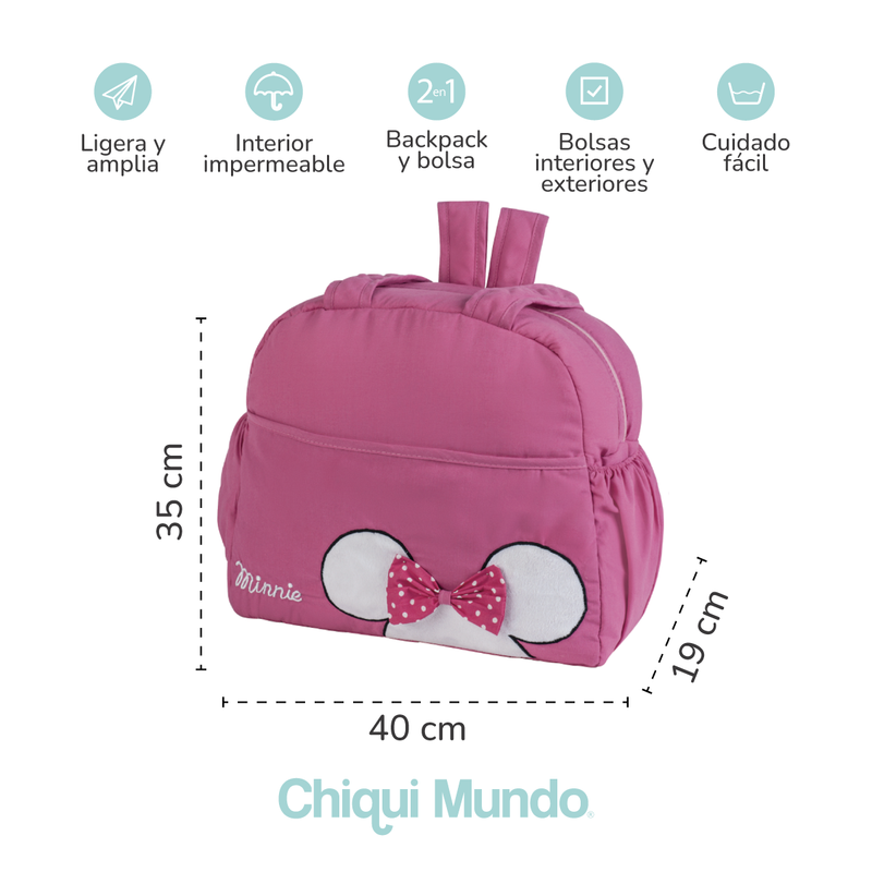 Pañalera morral para bebe niña rosado para bebé MUNDO BEBE